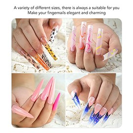 No C Curve Square Flat Nail Tips, 240 Piezas de Acrílico Largo, Transparente, Recto, Cónico, Uñas Postizas Francesas de Cobertura Completa para Salón 
