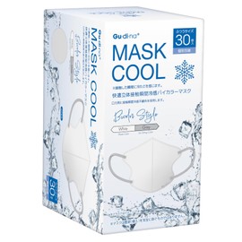 グディナ 快適立体接触瞬間冷感バイカラーマスク個別包装 冷感マスク クールマスク MASKCOOL 不織布マスク 冷感不織布マスク(30, ホワイト)