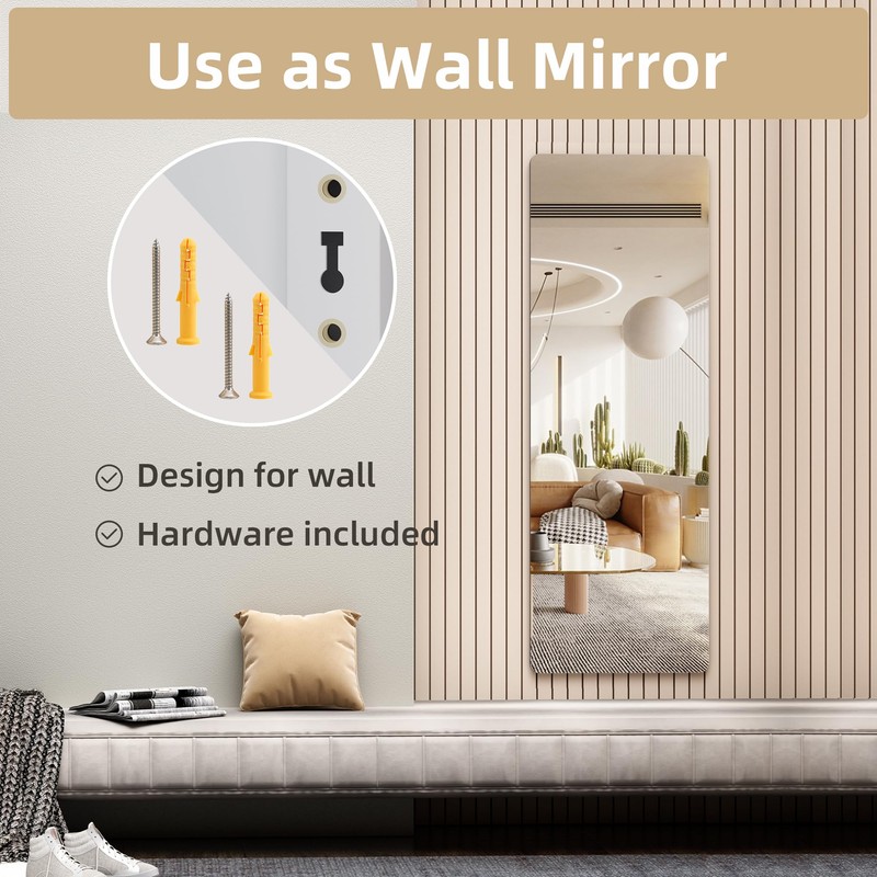 Hasipu Door Mirror Full Length, 47"x 16" Full Body Over