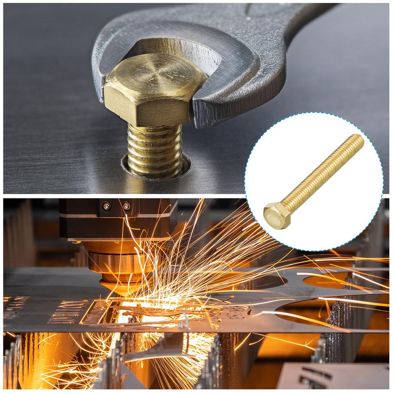 METALLIXITY Hex Head Screw Bolt (3/8-16x3") 2Pcs, Brass Fully Threaded