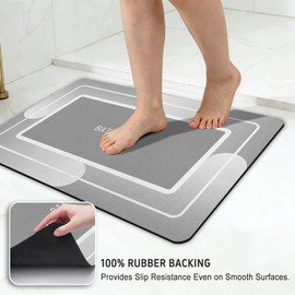 Non-Slip Bath Mat, 17x27 Inch Quick Drying Rubber Backing Rug