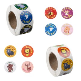 Tabanzhe 1000PCS Reward Stickers for Children-2 Roll 1Inch Motivational Stickers in 16 Designs Teacher School Supplies Animal Cartoon Stickers Labels for Kids School Classroom Nursery Students
