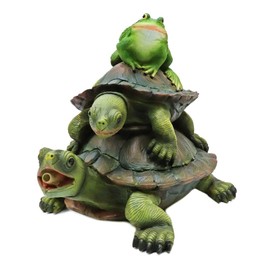 Easy Rider Frog on Turtles Decorative Plumbed Pond Statuary Fountain Spitter - Complete Kit with Pump and Tubing