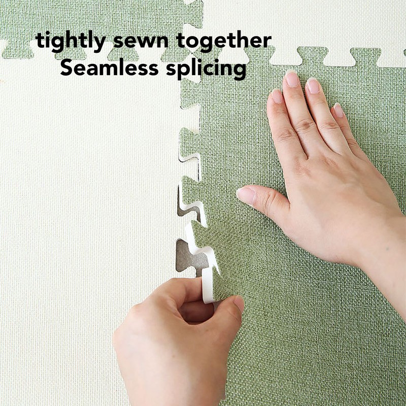 Cotton Linen Interlocking Mat Thicken Soundproofing Cuttable Patchwork Puzzle Foam