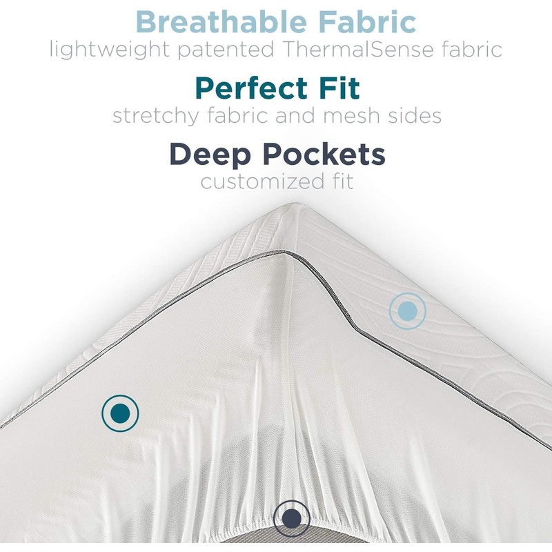 Tempur-Pedic Protect Waterproof Mattress Protector, Queen, White (Packaging May Vary)