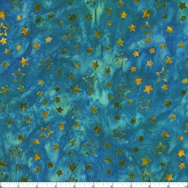 Robert Kaufman Artisan Batik Celestial Stars Aqua, Fabric by The Yard