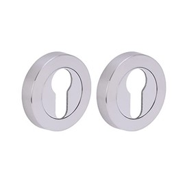 HANDLEZONE® 2 Pack Euro Cylinder Door Lock Key Escutcheon Covers - Satin Chrome