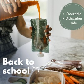 Reusable Baby Food Pouches - Food Storage Pouches for Toddlers & Kids - Applesauce, Smoothies, Yogurt & Puree Squeeze - BPA-Free Squeeze Pouch Lot de 6 pochettes alimentaires réutilisables