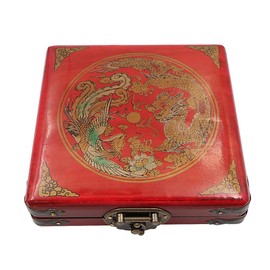 Ieron Retro Wooden Chinese Jewelry Box, Jewelry Organizer, Treasure Chest Case, Bracelet Bangle Container Organizer (Retro Red)