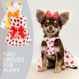 2 PCS Dog Dresses Small Dogs Clothes Girls Outfit for Pets Puppy Dresses Floral Summer Cute Female Cat Dress(Medium)