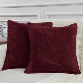 YIYEA Faux Fur Pillow Cases King Size Set of 2, Luxury Ultra Soft Fuzzy Pillowcases, Fluffy Plush Velvet Pillow Covers with Zipper, Cozy Warmth and No Shedding, 20 x 20, Red