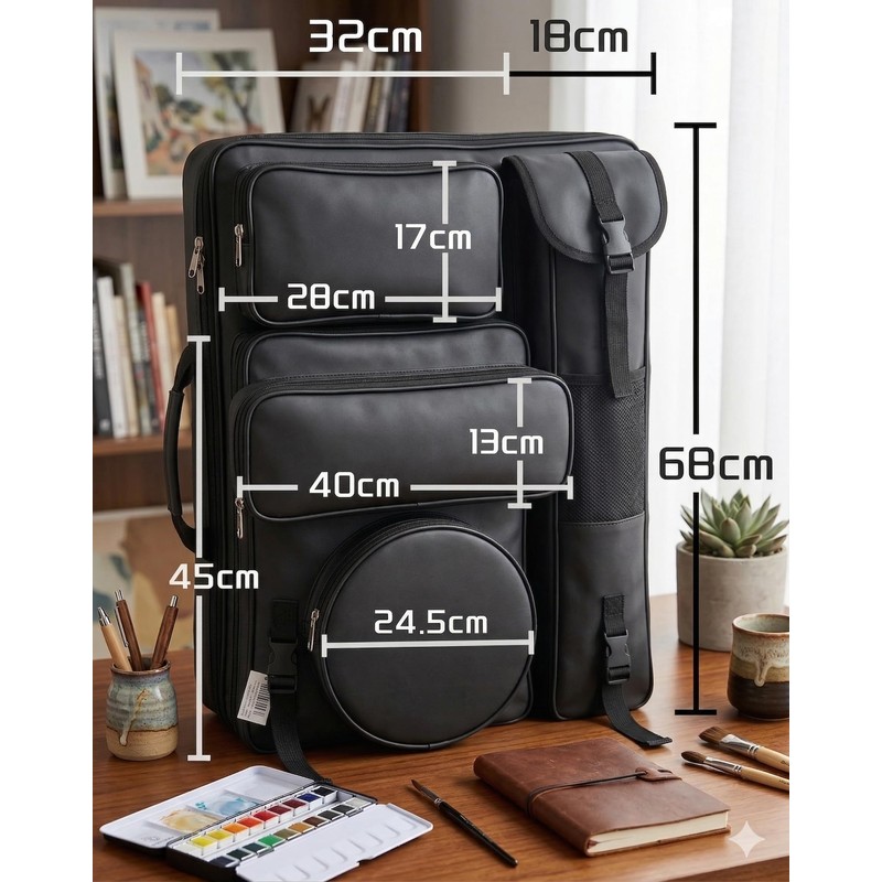 MEIJMJIA YMTECH Canvas Artist Portfolio Case Carry Backpack Edge for