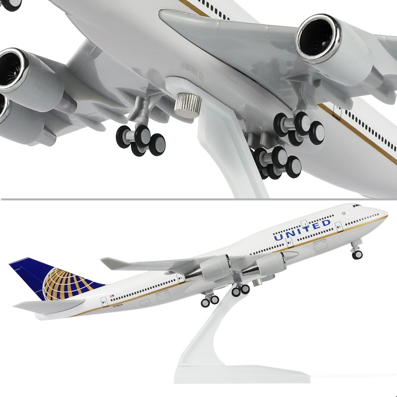 QIYUMOKE 1/240 747 for United Resin Airplane Model with Display