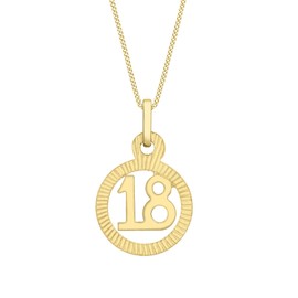 Carissima Gold Women's 9 ct Yellow Gold 18 Circle Pendant on Curb Chain Necklace of 46 cm/18 inch