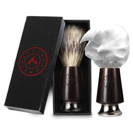 Synthetic Badger Hair Shaving Brush - Futura Synthetic Badger Hair + Handmade Ebony Shave Brush, Exfoliating Stiff Bristles, Thick & Creamy Lather For A Great Shave, Pre-Shave & Barber Approved