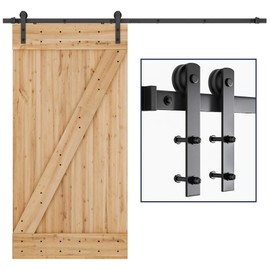 SMARTSTANDARD 8ft Barn Door Hardware Kit, Sliding Door Hardware Kit, Smoothly & Quietly - Heavy Duty Sturdy - Easy to Install, Fits 42"-48" Wide Door Panel (I Shape)