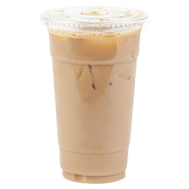 [100 Sets - 24 oz] Plastic Cups With Lids Clear Cups, Disposable Cups With Lids | Ice Coffee Cups with Flat Lids