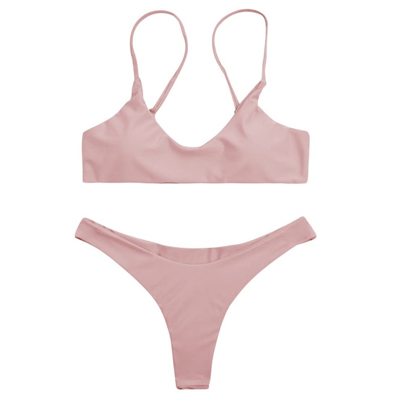 SherryDC - Traje de baño de bikini brasileño con cuello