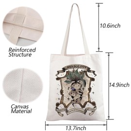 TGBJE Herbology Tote Bag Herbology Plant Lover Gift Magical Wizard Shoulder Grocery Bag Book Lover Bookworm Gift (Herbology tote)
