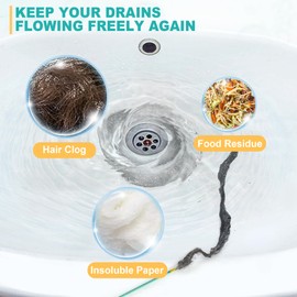 50 Inch Drain Snake Drain Hair Removal Tool, Anti-break Long Sink Snake Hair Clog Remover, Hair Catcher Plumbing Drain Cleaning Tool for Shower, Bathtub, Small Tube, Pipe Line