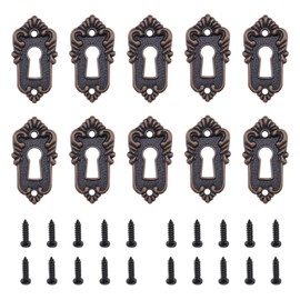 Micro Traders 10pcs Antique Key Lock Rosettes Bronze Decorative Keyhole Cover Lock Fittings with Screws for Vintage Wooden Box Jewellery Box Gift Box Wine Box 45x23mm, (HD|229W)