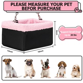 Dog Car Seat for Small Dogs Under 20lbs Dog, Booster Seat with Metal Frame Construction Double-Layer Oxford Puppy Car Seat with Safety Leash Perfect for Small Pets Dogs Cat