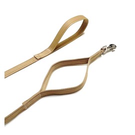 Double Handle Dog Leads 2m Long Quick Grab Handle For Safety Control In 25mm Cushion Webbing (Beige)