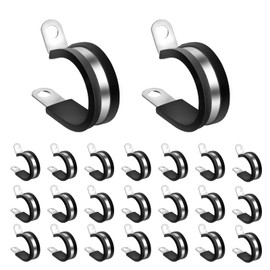 50pcs 1 Inch / 2.54cm Cable Clamps, Stainless Steel Insulated Clamp Wire Organizer Clips Mounting Cord Fastener Clips