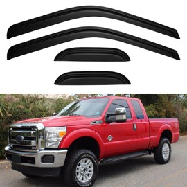 Window Rain Guards Visors for 1999-2016 Ford F250 F350 F450 Super Duty Extended Cab, Window Vent Wind Shades Deflectors for 99-16 F-250 F-350 F-450 SuperCab