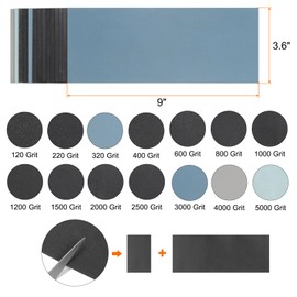 sourcing map 42pcs Sandpaper 120-5000 Grit 9 x 3.6 Inch Silicon Carbide Abrasive Wet Dry Sanding Sheets for Wood Finishing, Metal Sanding, Automotive Polishing