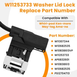 2025 Upgrade W11307244 W10682535 W11253733 Washer Lid Lock Switch Replacement Compatible With Whirl-pool Ken-more May-tag Ama-na Washing Machines, Replaces W10838613, W10838613VP By Fetechmate