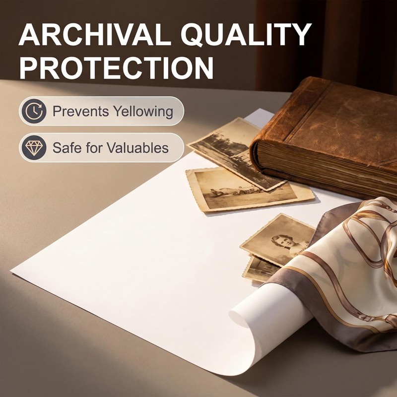 100 Sheets Acid-Free Tissue Paper, 20x13.7in White Archival Tissue Paper