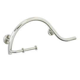 GBS Bathroom Grab Bar with Toilet Paper Holder - Luna Design | Right Hand | Polished Chrome