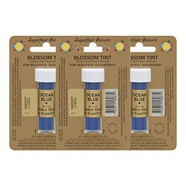3 x Sugarflair Ocean Blue Edible Blossom Tints Food Colour Colouring Dust Powder