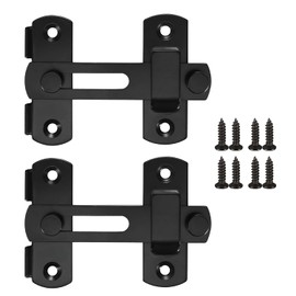 2Pcs Barn Door Lock, 180 Degree Flip Sliding Barn Door Latches, Gate Latch for Barn Door, Sliding Door, Pet Door, Garage, Bathroom, Window, Outdoor(Black)