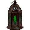GURU SHOP Oriental Metal/Glass Lantern in Moroccan Design, Lilac, Colour:
