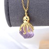 Natural Rough Amethyst Crystal Cute Octopus Pendant Necklace for Women