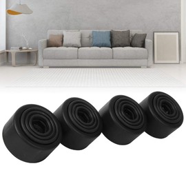 Fdit 4Pcs Black Round Sofa Legs M8 Screw 35mm Height Pad PP Plastic Easy to Install and Replace Suitable for Cabinet