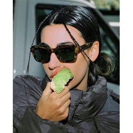 ADE WU Trendy Square Sunglasses for Women Men, Unique Designer Inspired 70s 80s Stylish Square Frame Sun Glasses(Tortoise/Green Lens)