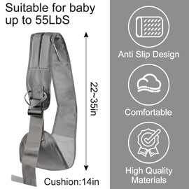 Baby Carrier, Portable Baby Carrier with Adjustable Comfortable Shoulder Straps, Breathable Children's Sling for Infants and Toddlers up to 55 kg, 5-42 Months (Ash)