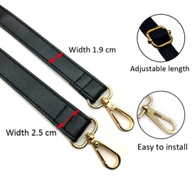 PU Leather Strap for Small Bag, Multicoloured, Adjustable Women's Bag Straps with Carabiner Gold, 80-125 cm Carry Strap Bag for Women, Crossbody Strap, 017, 2.5 cm-Black