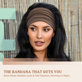 Awumbuk Awumbuk Wide Headbands for Women Knotted No Slip Head Bands Soft Turban Headband Hair Accessories Boho African Solid Color Head Wraps for Women Yoga Workout Pack of 6