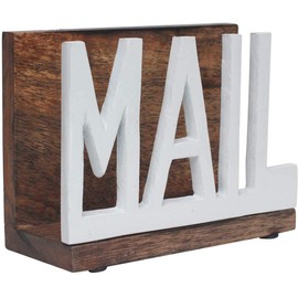 DEALS FOR THE DAY - Wooden with Metal Mail Holder, White color Document & Mail Organizer Letter Card Holder For Desktop, Home, Office, Counter Organizer Mail Sorter Home Décor (White) by ABHANDICRAFTS
