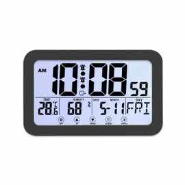 Lancoon Touch Screen Alarm Clock with Backlight, Temperature and Humidity, Date and Day, Snooze Function, 2 Alarm Sets for Bedroom, Living Room, Office, Study