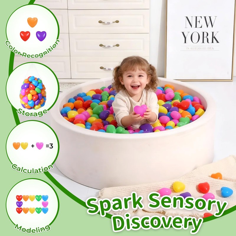 TRENDPLAY Heart Ball Pit Balls Shape - Non-Toxic Plastic Ball