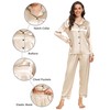Vlazom Pyjamas for Women, Soft Satin Long Sleeve Pjs Set