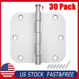 HOSOM 30 Pack Door Hinges 3.5" Satin Nickel Interior Door Hinges W/ 5/8" Radius Hinge
