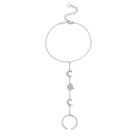 LUHE Star Bracelet for Women Sterling Silver Sun Bracelet Star Moon Bead Chain Jewelry Gifts for Women