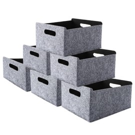JMIATRY 6 Stück Filzkorb 31x25x15CM filzbox, Aufbewahrungskorb aus Filz Grau für Regale, Schränke, Büro