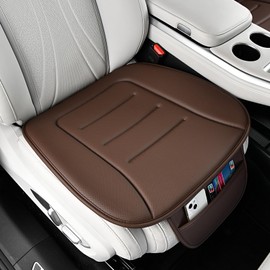 KAYI Car Seat Cushion, Comfort Memory Foam Car Cushions for Driving, Breathable Leather Surface with Anti Slip Rubber Bottom, Seat Cushion for Car and Office Chair (2 Pack, Brown)
